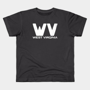 WV West Virginia Vintage State Typography Kids T-Shirt